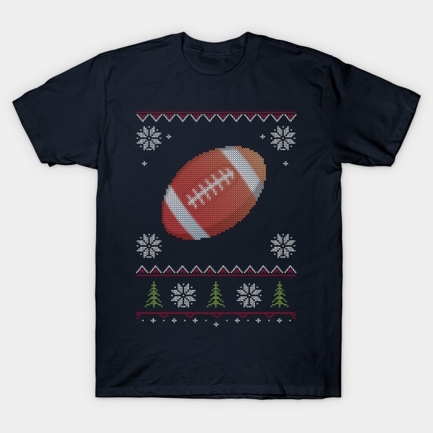 Football Rugby Ugly Sweater Christmas T-Shirt by vladocar